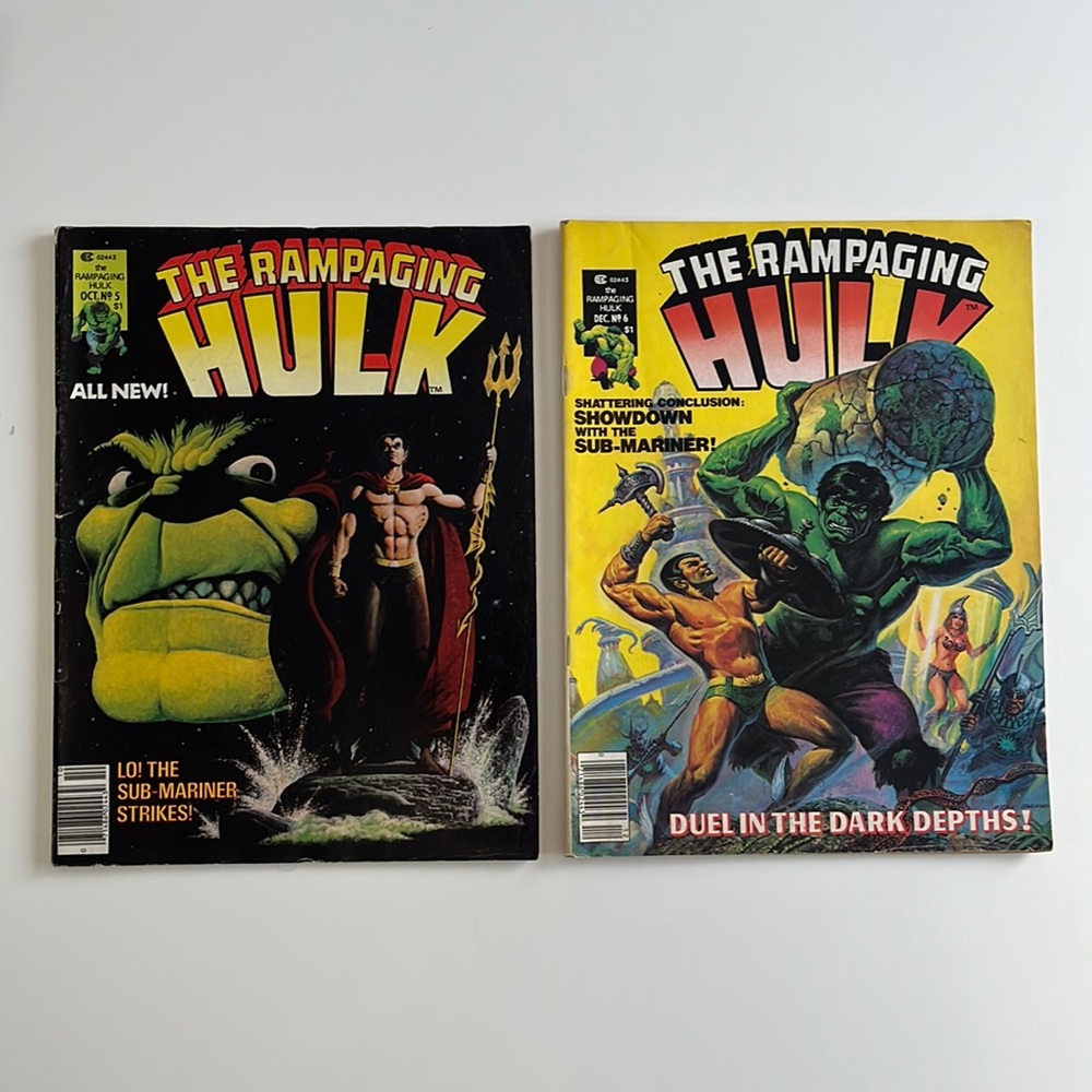 THE RAMPAGING HULK Lot of 2 - #5 and #6 Marvel/Curtis Comic Magazine 1977 UC
